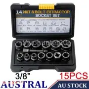 15Pack Damaged Impact Bolt Nut Screw Remover Tool Socket Threading Extractor Set