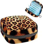 Period Bag,Sanitary Napkin Storage Bag,Animal Leopard Texture,Tampon Holder for Purse