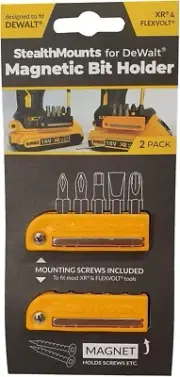 StealthMount DeWalt Magnetic Bit Holder 2 Pk Drill Bit Organizer Yellow