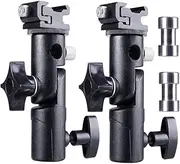 Camera Flash Speedlite Mount Camera Umbrella Holder Flash Bracket Swive Professional Light Stand Shoe Mount for Canon Nikon Pentax Olympus Nissin Metz and other Speedlite Flashes E Type-2 Pack