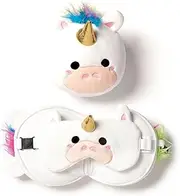 [Puckator] Relaxeazzz Unicorn Round Plush Travel Pillow and Eye Mask, 15.5 cm Height