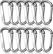 XIECHANEE 3" Aluminum Carabiner Clips, 12PCS D Ring Shape Keychain Carabiners Hook Buckle
