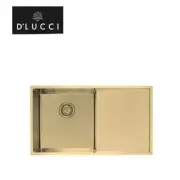 Single Bowl Kitchen Sink With Drainer Gold Finish Inset or Undermount Reversible