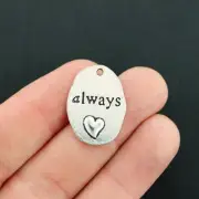 BULK 30 Heart Charms Antique Silver Tone with Inscribed Always - SC3056