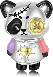[Teleye] Panda Charm 925 Sterling Silver Charm Fits For Pandora Bracelet Necklace,PC1603, Cubic Zirconia, Created Cubic Zirconia