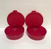 [Tupperware] 1 1/2cup Medium Wonder Bowl set of (2) Red with Matching Seals