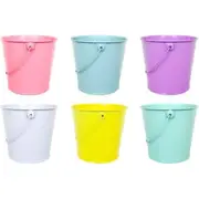 6 x Small Metal Bucket Pastel Colour Mini Tins with Handle Home Party Candy Easter