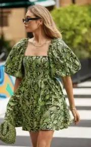 AJE Serpentine Corset Mini Dress Size 4 Green , BNWT