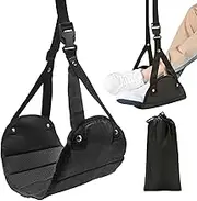 Travel Foot Rest with Height Adjustable Foot Hammock for Travel and Office, Travel Accessories for Portable Foot Hammock for Airplane（Black）