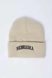 Beige Nebraska Beanie