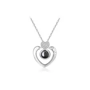 Veile Studios I Love You In 100 Languages Projection Necklace Heart Shaped Silver Or Rose Gold Necklaces & Pendants
