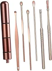 PERSELOSO 6pcs Ear Cleaning Tools Portable Spiral Ear Spoon with Storage Box Durable and Easy to Clean for Safe Wax Removal