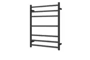 AQUAPERLA 7-Bar Heated Towel Rail - Round Bars - Black (W600mm x H800mm)
