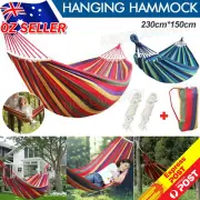 Outdoor Double Hammock Bed Swinging Camping Hanging Tree Strap Hook NEW