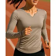 Women's Running Top Running Shirt Slim Long Sleeve Tee Tshirt V Neck Breathable Quick Dry Lightweight Elastic Tennis Golf Running Sportswear Activewear Solid C