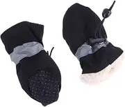 Happyyami Thick Plush Dog Shoes 4 Pcs Pet Booties Anti-Slip Soles Rainproof for Dogs Easy to Put On/Off Black Size 7 Random Color