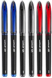 Uni-Ball AIR Micro - 0.5mm Fine Rollerball - Pack of 6 Pens - 2 Black, 2 Blue and 2 Red (BusinessCollors), Packing may vary