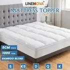 1000GSM Luxury Bamboo Blend Mattress Topper Washable Comfy Topper Underlay