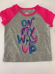 New Baby Girl Adidas “On My Way Up” Shirt Multi-Color Short Sleeve 12 Months