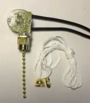 New Pull Chain Switch For Canopy Or Fan Light, 6" Long Wire Leads #CS405