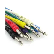 8 Pack 10m 6.35mm 1/4 inch Mono Unbalanced Patch Cables Leads Multicoloured