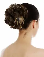 Hair Piece Nest Hair Bun Hair Rose Voluminous Curly Wavy Braun Blonde Highlights