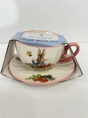 HTF Beatrix Potter Peter Rabbit Spring Easter PINK Teacup & Saucer Set NEW!
