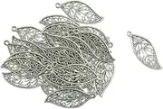 [Eigell] 30pcs Alloy Hollow Leaf Charm Pendant,