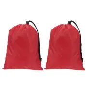 2Pcs 12"x9" Polyester Laundry Bag Travel with Drawstring Closure, Red