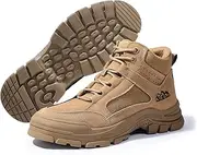 HLUCHY Steel Toe Boots for Men Indestructible Steel Toe Shoes Breathable High Top Work Boots for Men Lightweight Safety Shoes Non Slip Work Shoes Industry Construction