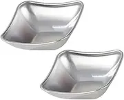 2 Pieces Sauce Dish Bowl 1 Grid Seasoning Dish Stainless Steel Sushi Dipping Bowls Square Saucer Bowl Saucer Dish Plate Appetizer Plate Sushi Dipping Plate Sauce Dip Bowl(Silver)