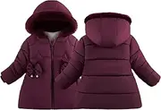 [Maeau] Girls' Down Jacket Children's Lined Winter Jacket Thickened Warm Quilted Jacket Toddler Winter Cotton Jacket Thermal Snowsuit with Hood Pockets 1-5 Years 74-110