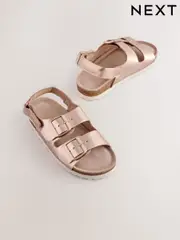 Rose Gold Metallic Wide Fit (G) Touch Fastening Strap Corkbed Sandals (E99226) | $42 - $57