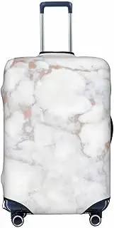 [CADREWY] White Marble Rose Gold Print Travel Suitcase Cover Luggage Protector with Elastic Anti Scratch for Carry On, Black, Medium