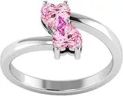 [Shine Jewel] Designer Heart Shape Pink Cubic Zirconia Gemstone 92.5 Sterling Silver Wedding Ring
