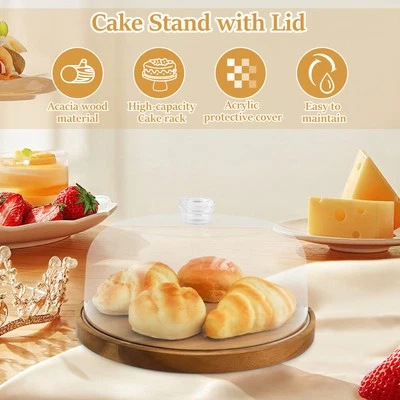 Wood Cake Stand Decorative Wood Cake Plate Easy to Maintain Cake Holder beZWL