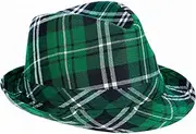 [jeosisy] St. Patrick's Day Irish Plaid Green Fedora Hat For Men Women and Kids-Saint Patrick Costume kids Men Women Head Accessories Leprechaun Hat , Birthday Gifts,St Patrick Costume Party Decoration Cosplay