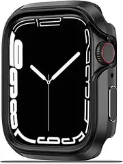 NINKI Compatible Aluminum Apple Watch Series 9/Series 8/Series 7 45mm Case Metal,Shockproof & Anti-Scratch Apple Watch 7 Case TPU Protector Case Apple Watch 8 45mm Case Black iWatch Protective Case