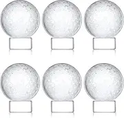 Landical 6 Pcs Crystal Glass Golf Ball Trophy with Display Stand Base for Sports Tournament Awards Crystal Golf Ball Trophy with Stand Team Prizes Statue for Retirement Gifts