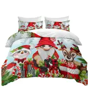 Christmas Gnome Snowman and Reindeer Quilt Cover