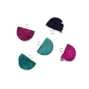 D Shape Multi Color Sugar Druzy Silver Plated DIY Pendant Connectors Lot 5 Pcs