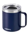 Insulated Coffee Mug with Lid, Travel Tumbler with Handle, 14oz Stainless Ste...