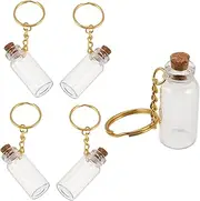 Alipis 5 Pcs Small Glass Jars with Metal Keychain Decorative Bottles with Corks Miniature Sand Bottles for Diy Craft Present