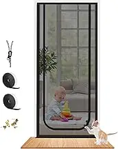 Dixutzi Reinforced Cat Screen Door Fits Door Size 36''x 82'', Heavy Duty Pets Proof Screen Door with Zipper, Prevent Dogs Cats Running Out from Home (Black)