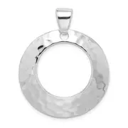 Sterling Silver Rhodium-Plated Hammered Circle Pendant