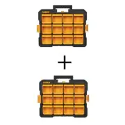 Dewatl Small Parts Organizer 12ompartment Plastic Flip-Bin Impact-Resist (2Pck)