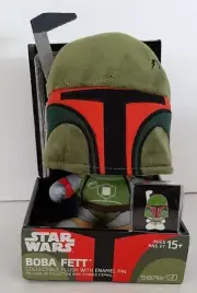 Star Wars BOBA FETT Stylized 7 Inch Plush With Enamel Pin New In Box