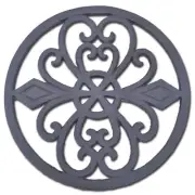 Decorative Round Cast Iron Trivet Ornate Heart Design Kitchen Hot Pad 8" Wide N