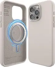 elago Magnetic Silicone Case Compatible with iPhone 15 Pro Max Case, Compatible with MagSafe All Accessories, Built-in Magnets, Premium Silicone, Full Body Protective Cover [5 Layer Structure] (Stone)