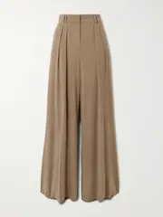 [Max Mara] Max Mara - Palanca Pleated Jersey Wide-leg Pants - Brown - small small Brown